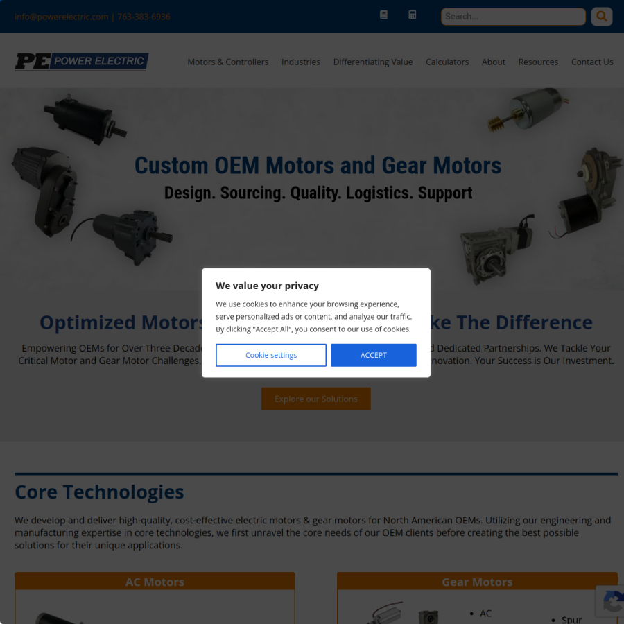 powerelectric.com homepage screenshot