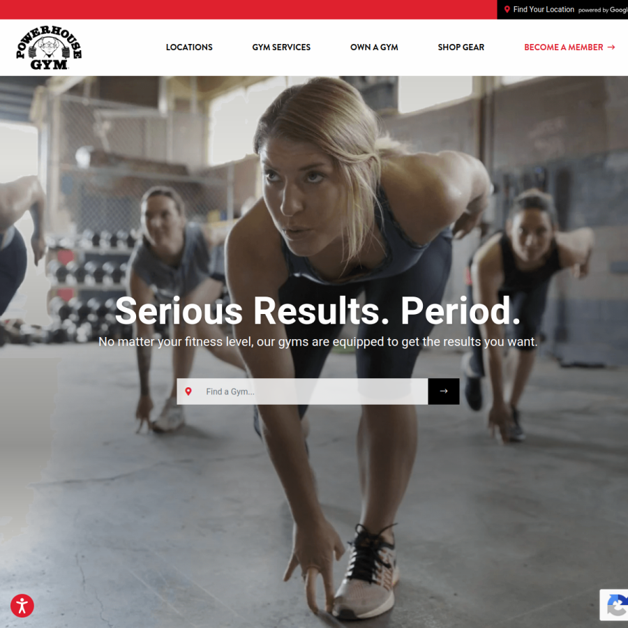 powerhousegym.com homepage screenshot