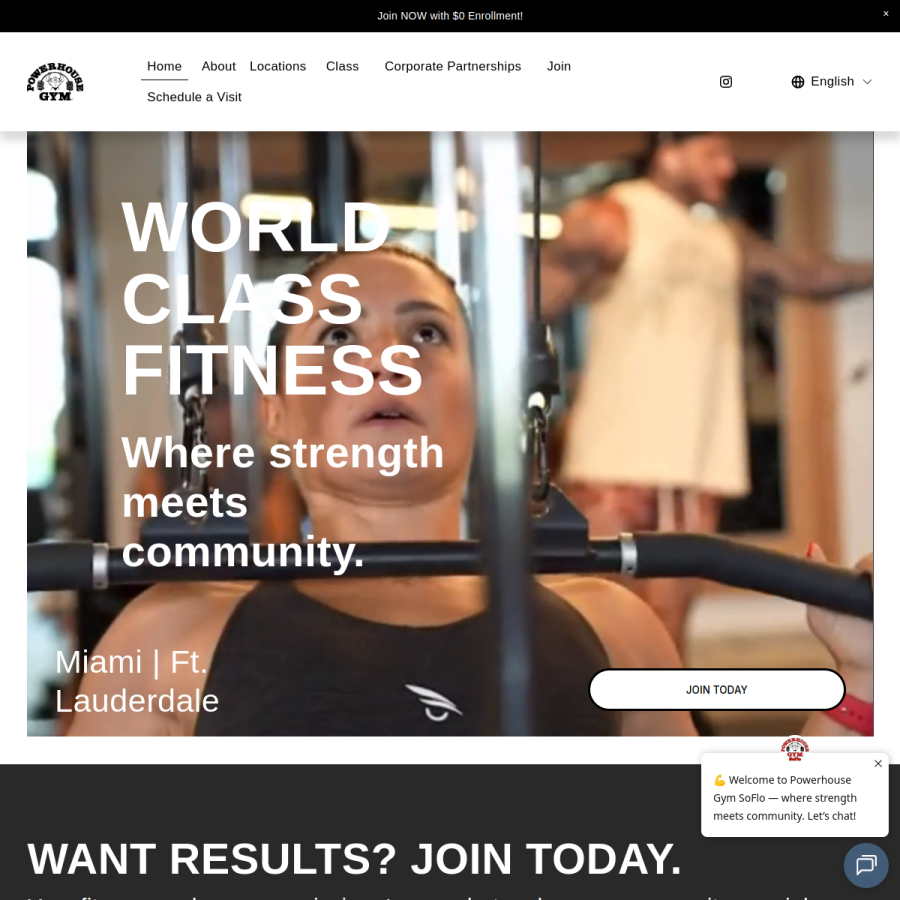 powerhousegymsoflo.com homepage screenshot