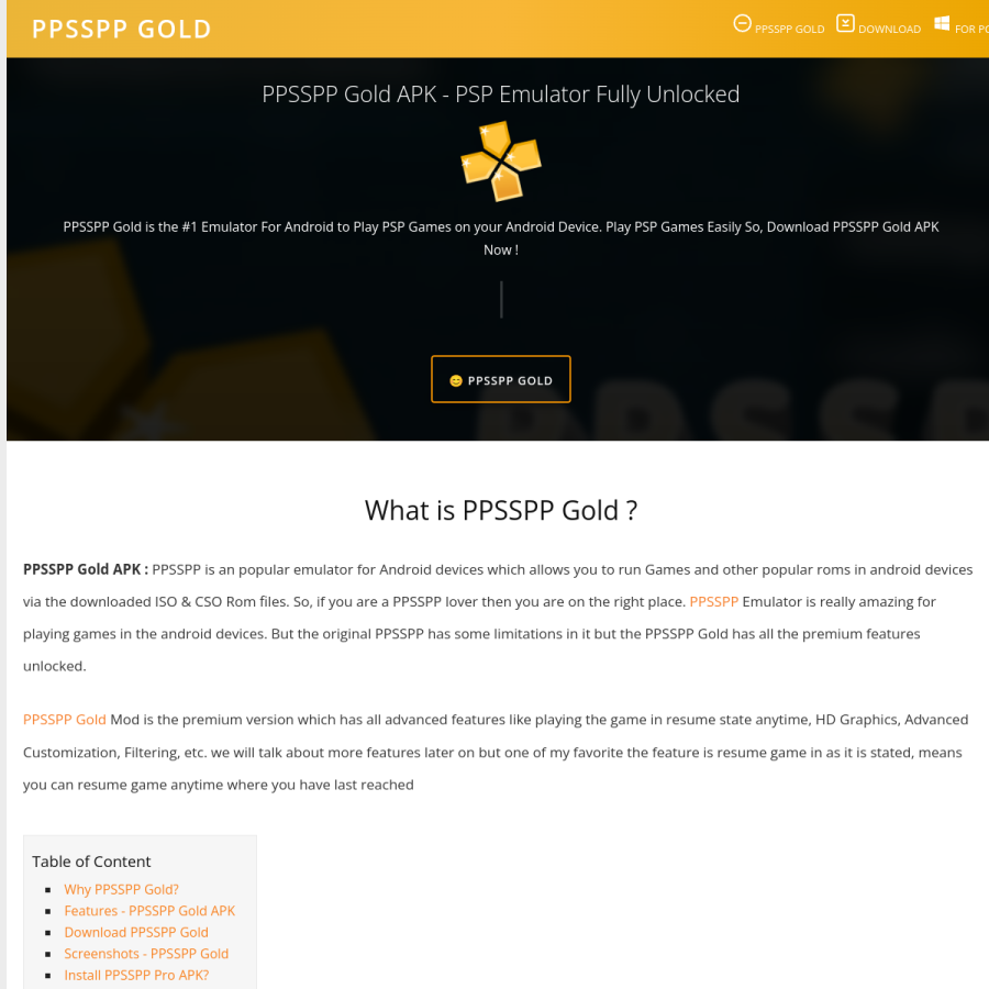 ppsspp.gold homepage screenshot