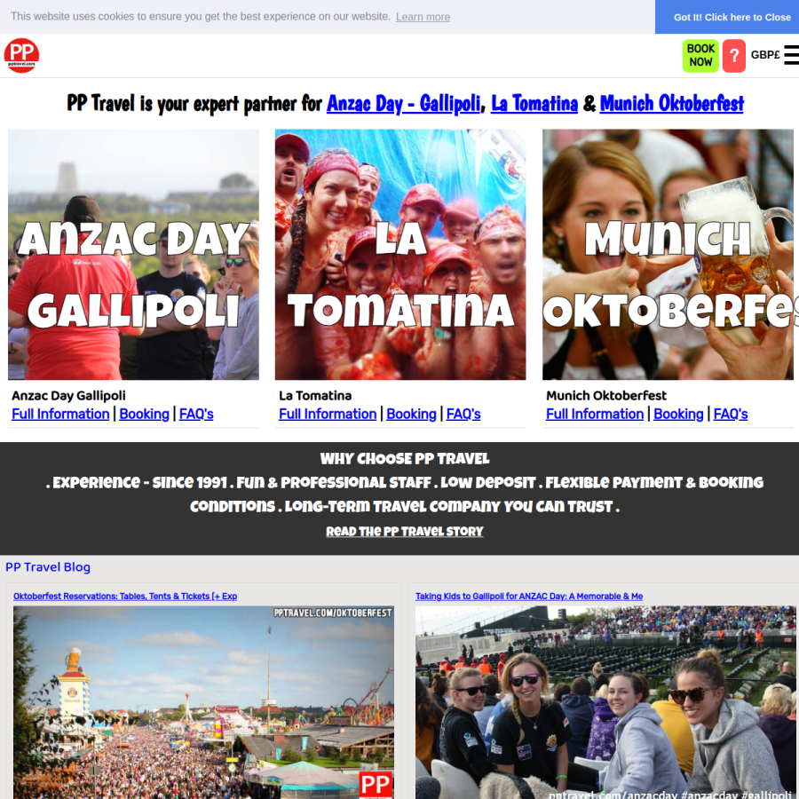 pptravel.com homepage screenshot