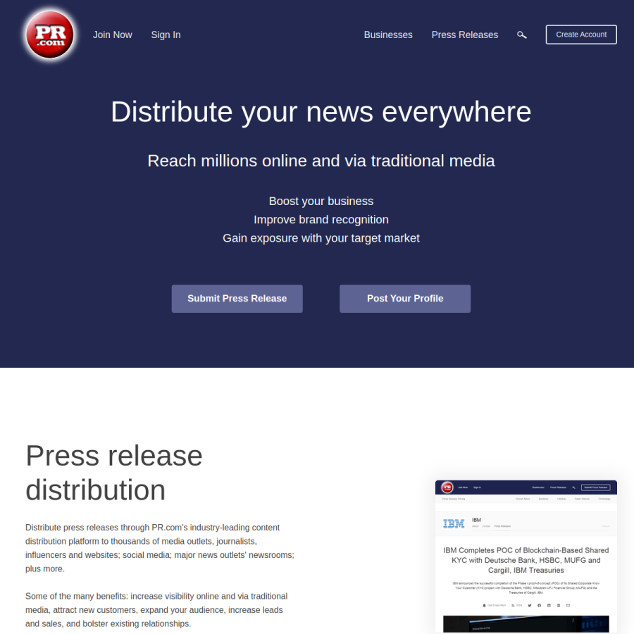 pr.com homepage screenshot