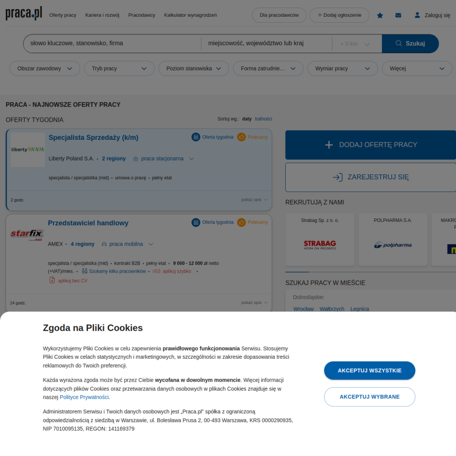 praca.pl homepage screenshot