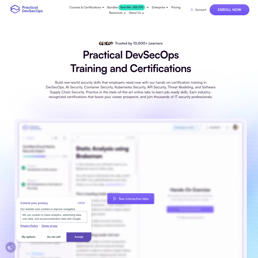 practical-devsecops.com homepage screenshot