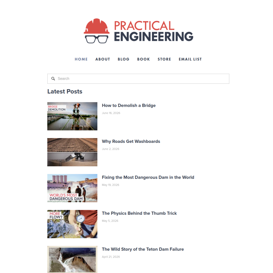 practical.engineering homepage screenshot