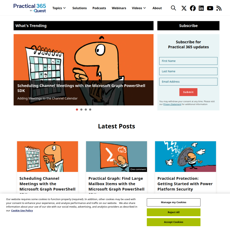 practical365.com homepage screenshot
