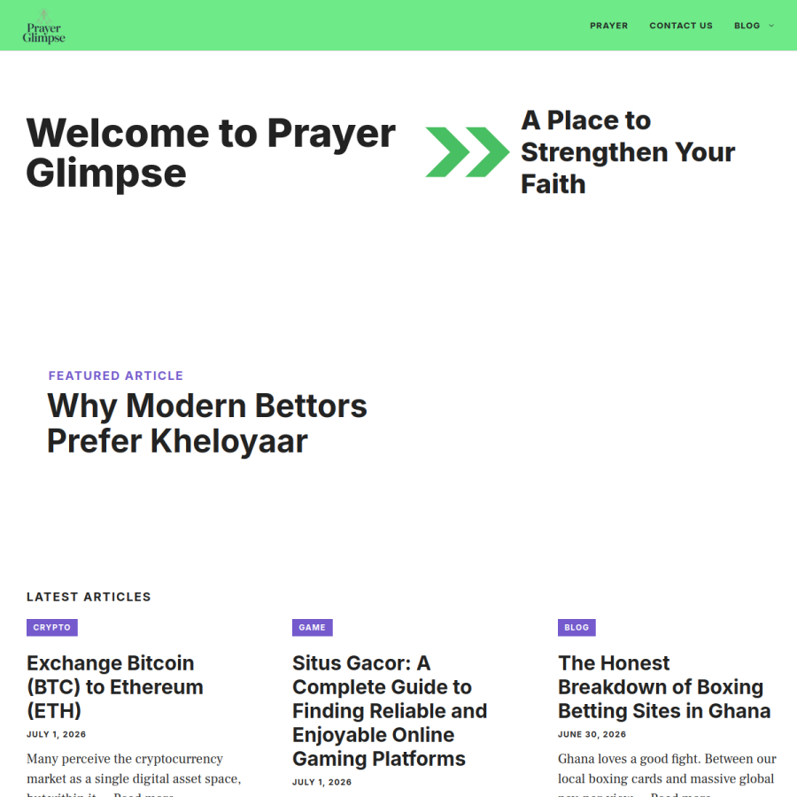 prayerglimpse.com homepage screenshot
