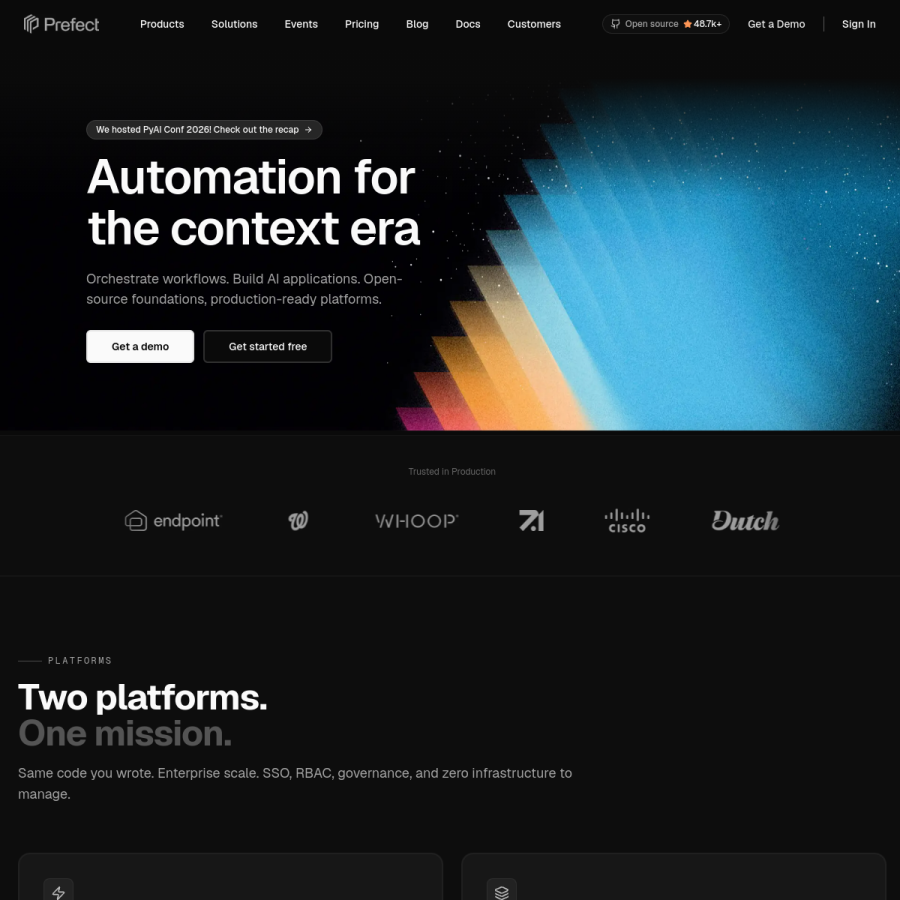 prefect.io homepage screenshot