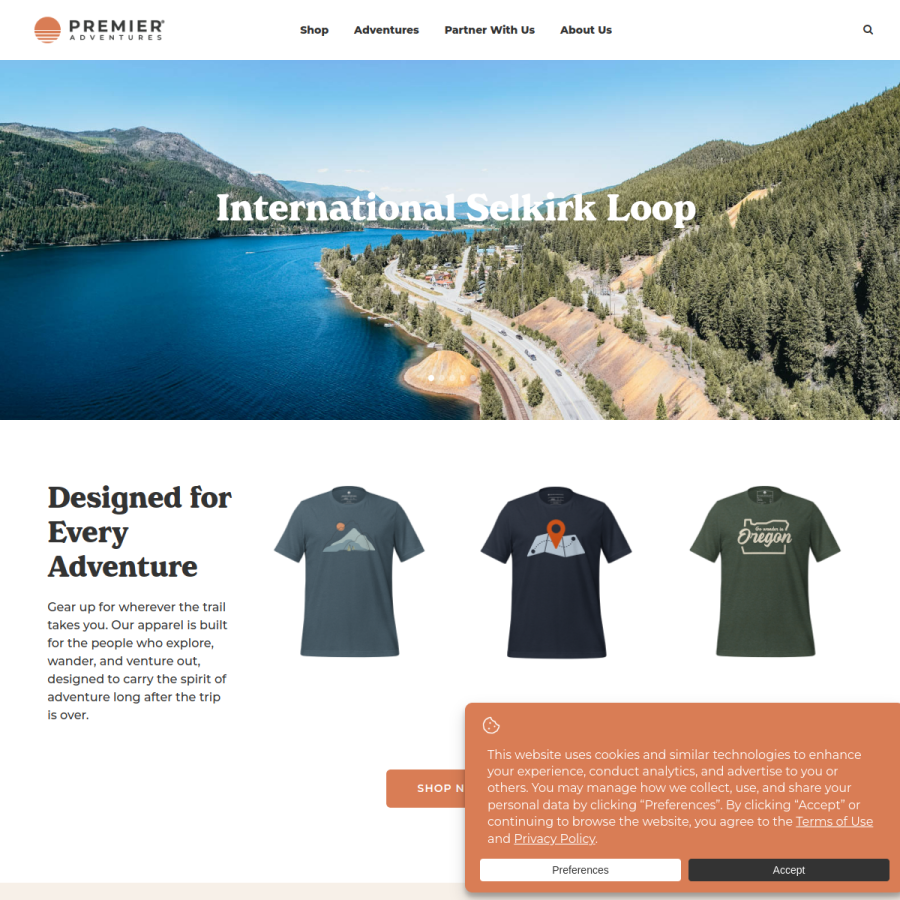 premieradventures.com homepage screenshot
