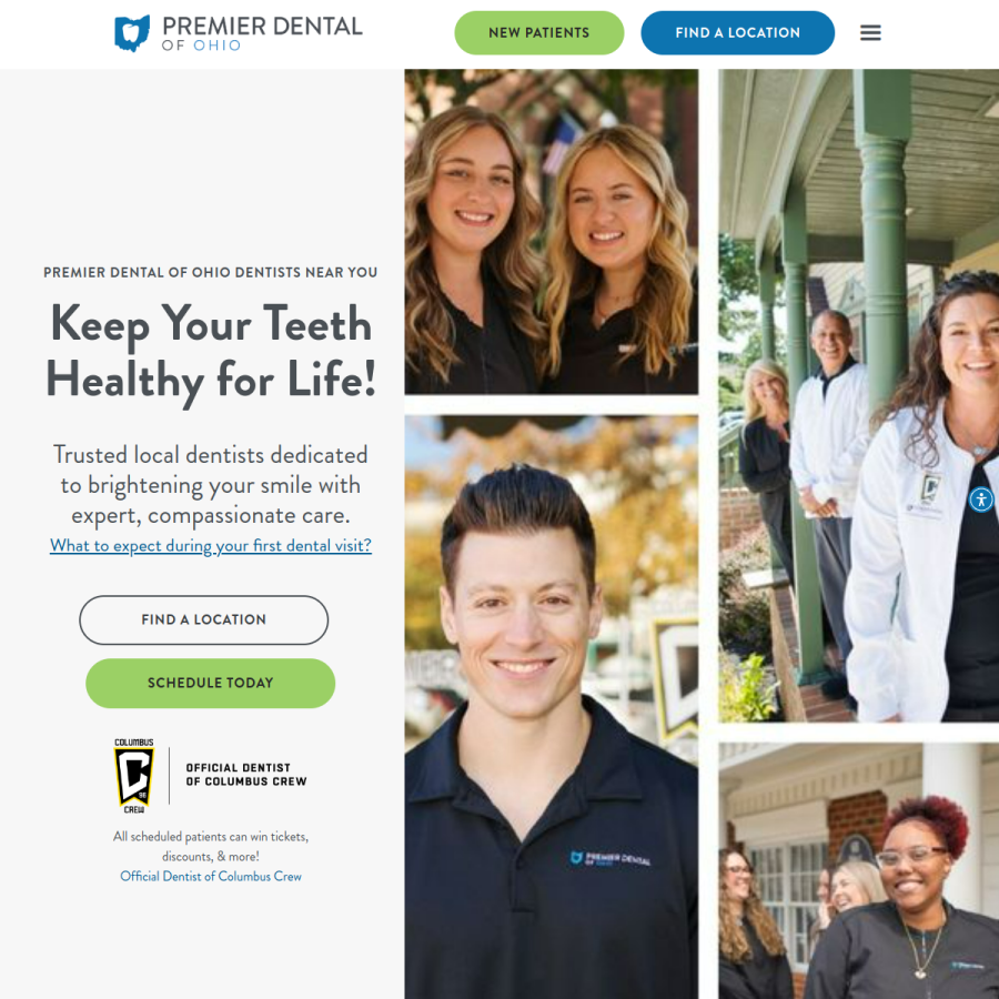 premierdentalohio.com homepage screenshot