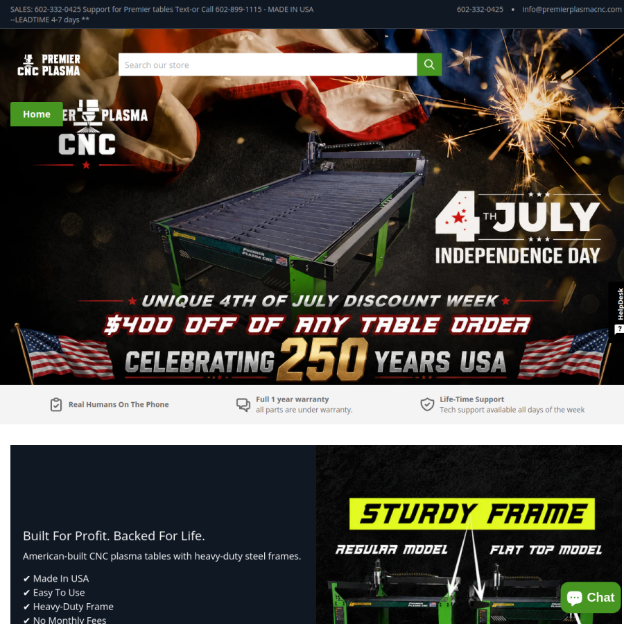premierplasmacnc.com homepage screenshot