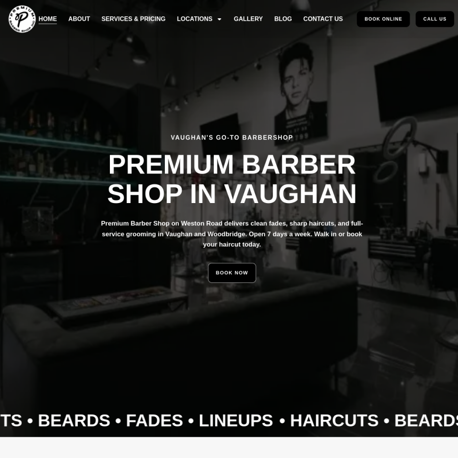 premium-barbershop.ca homepage screenshot