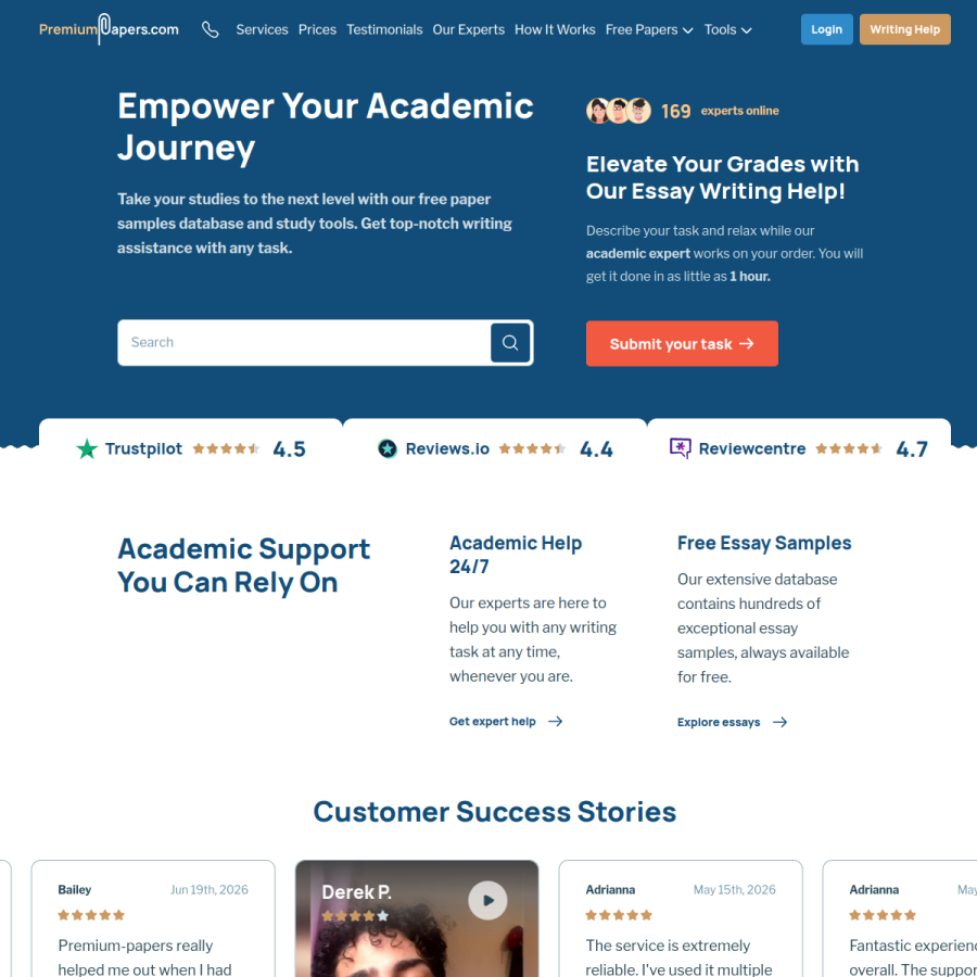 premium-papers.com homepage screenshot