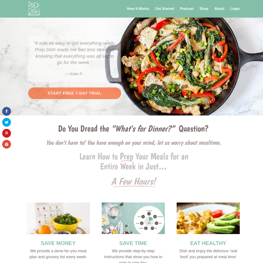 prepdish.com homepage screenshot
