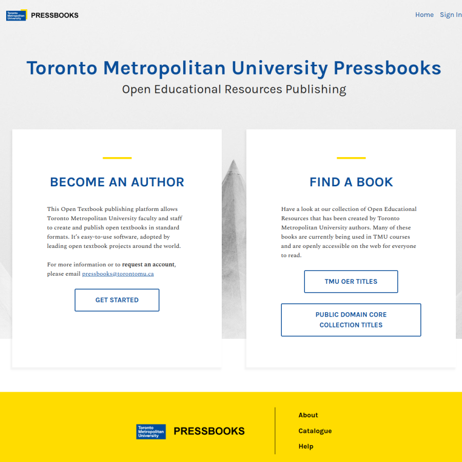 pressbooks.library.torontomu.ca homepage screenshot