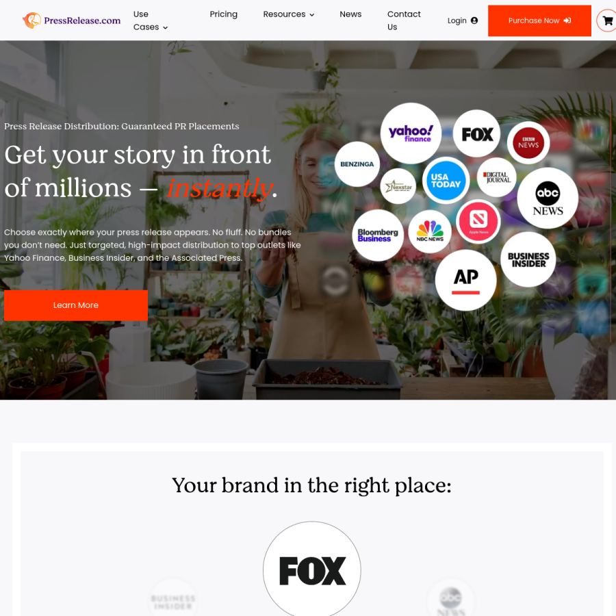 pressrelease.com homepage screenshot