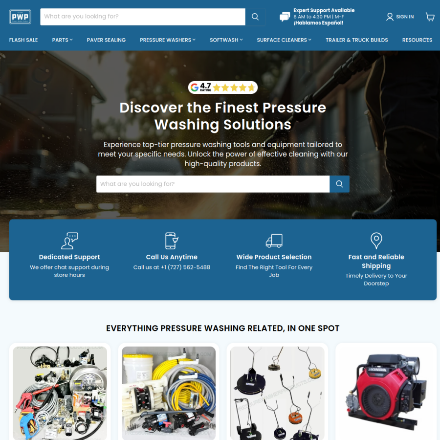 pressurewasherproducts.com homepage screenshot