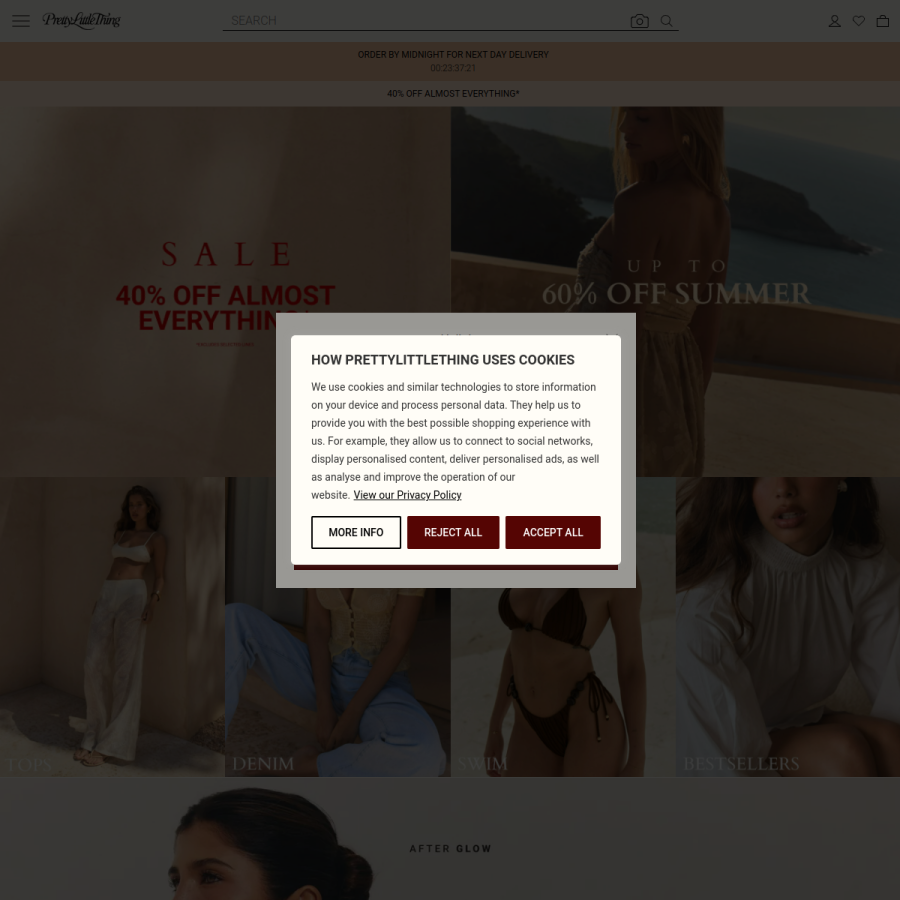 prettylittlething.com homepage screenshot
