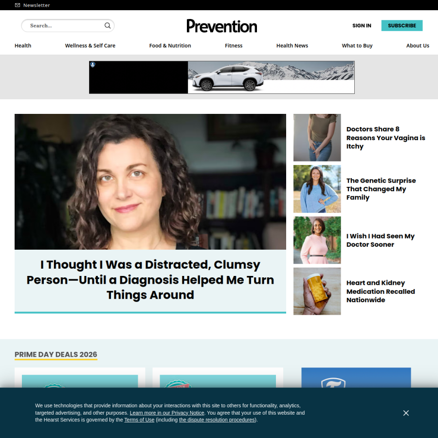 prevention.com homepage screenshot