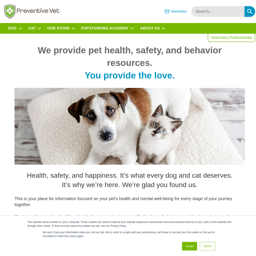 preventivevet.com homepage screenshot