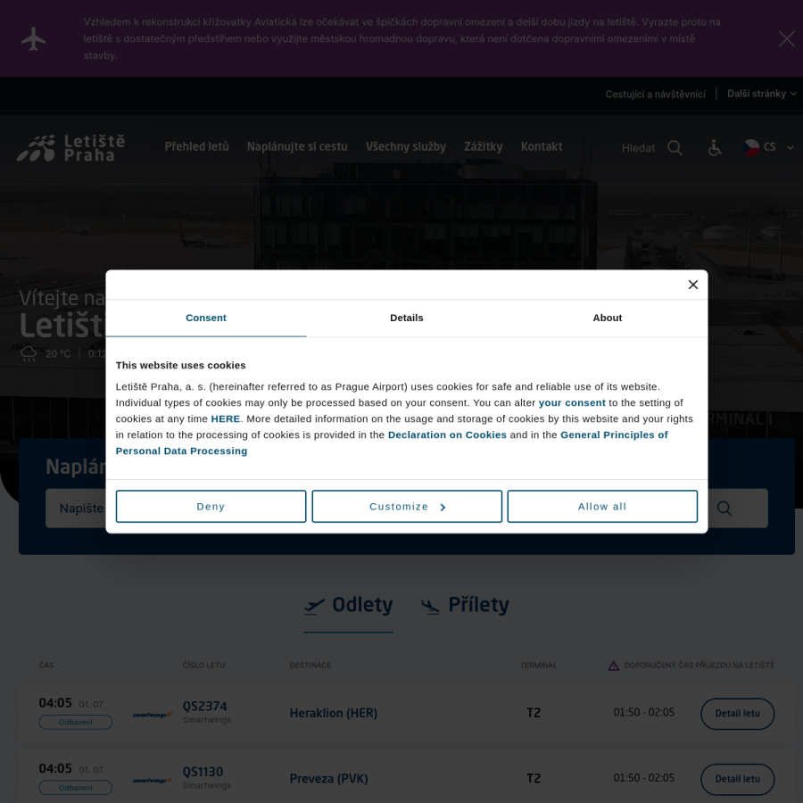 prg.aero homepage screenshot