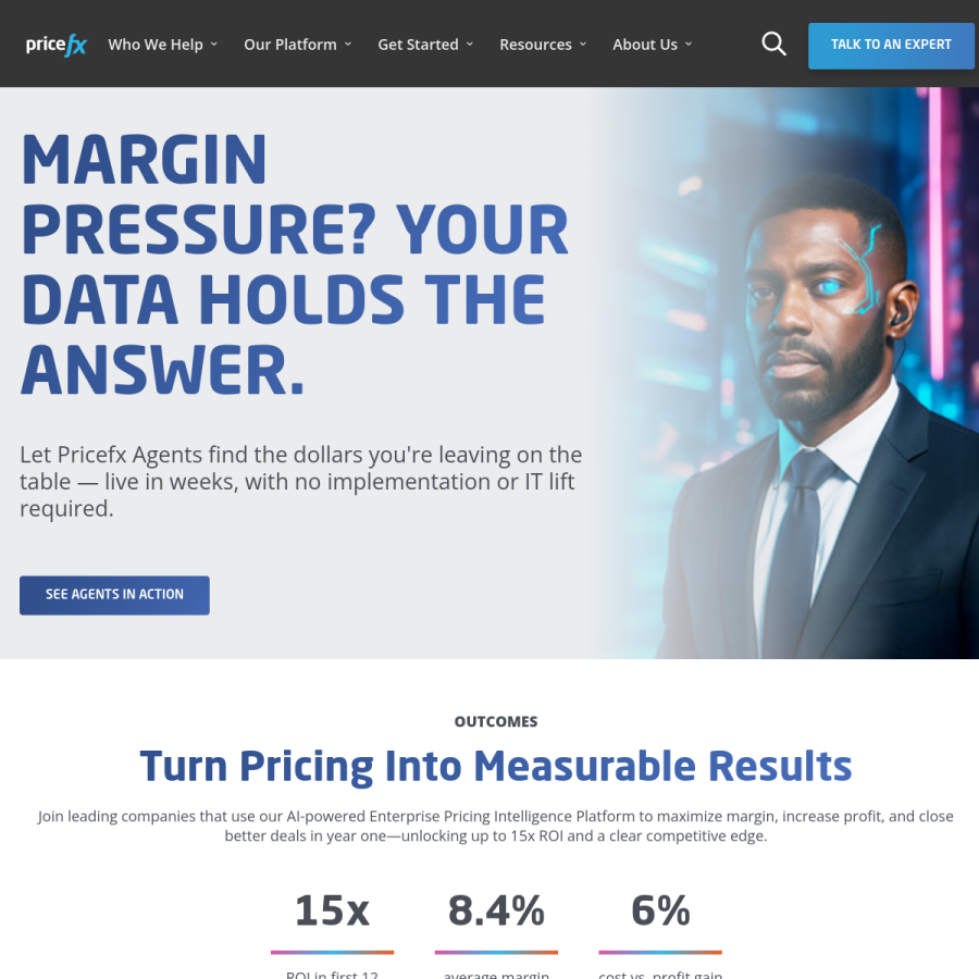 pricefx.com homepage screenshot