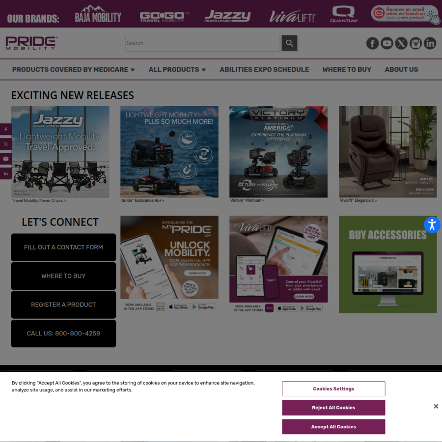 pridemobility.com homepage screenshot