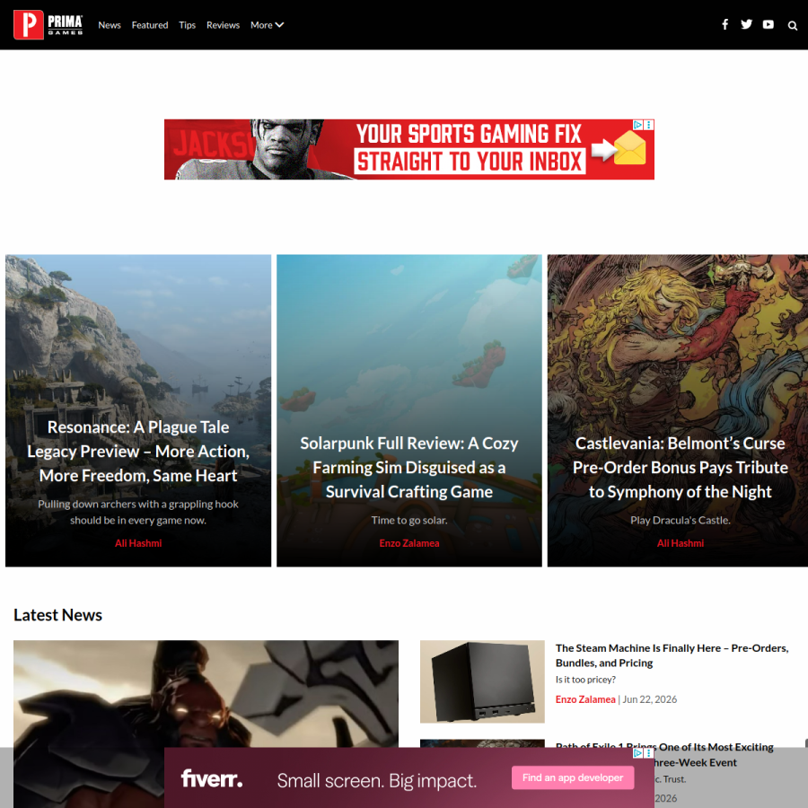 primagames.com homepage screenshot