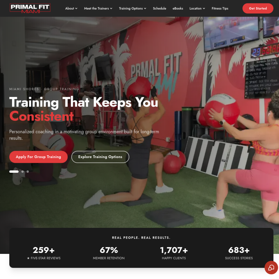 primalfitmiami.com homepage screenshot