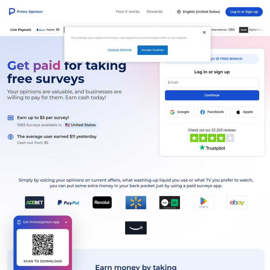 primeopinion.com homepage screenshot