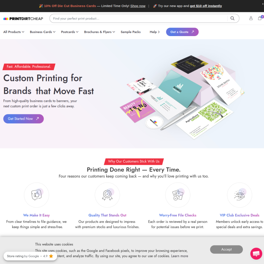printdirtcheap.com homepage screenshot