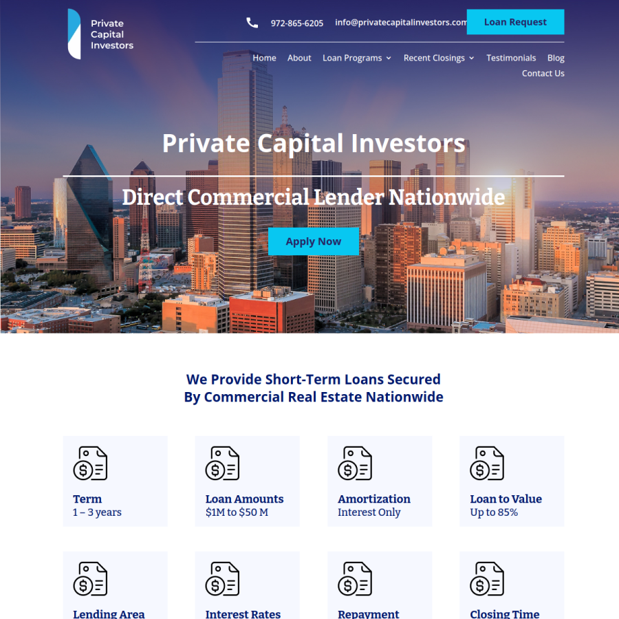 privatecapitalinvestors.com homepage screenshot