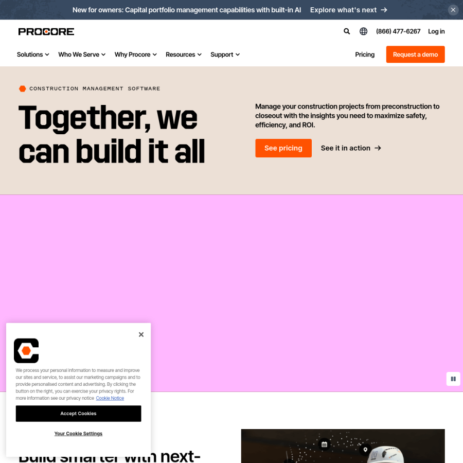 procore.com homepage screenshot