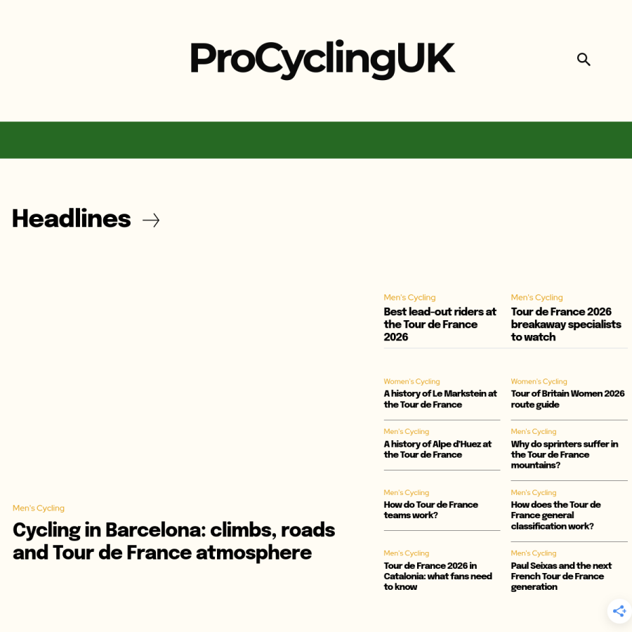 procyclinguk.com homepage screenshot