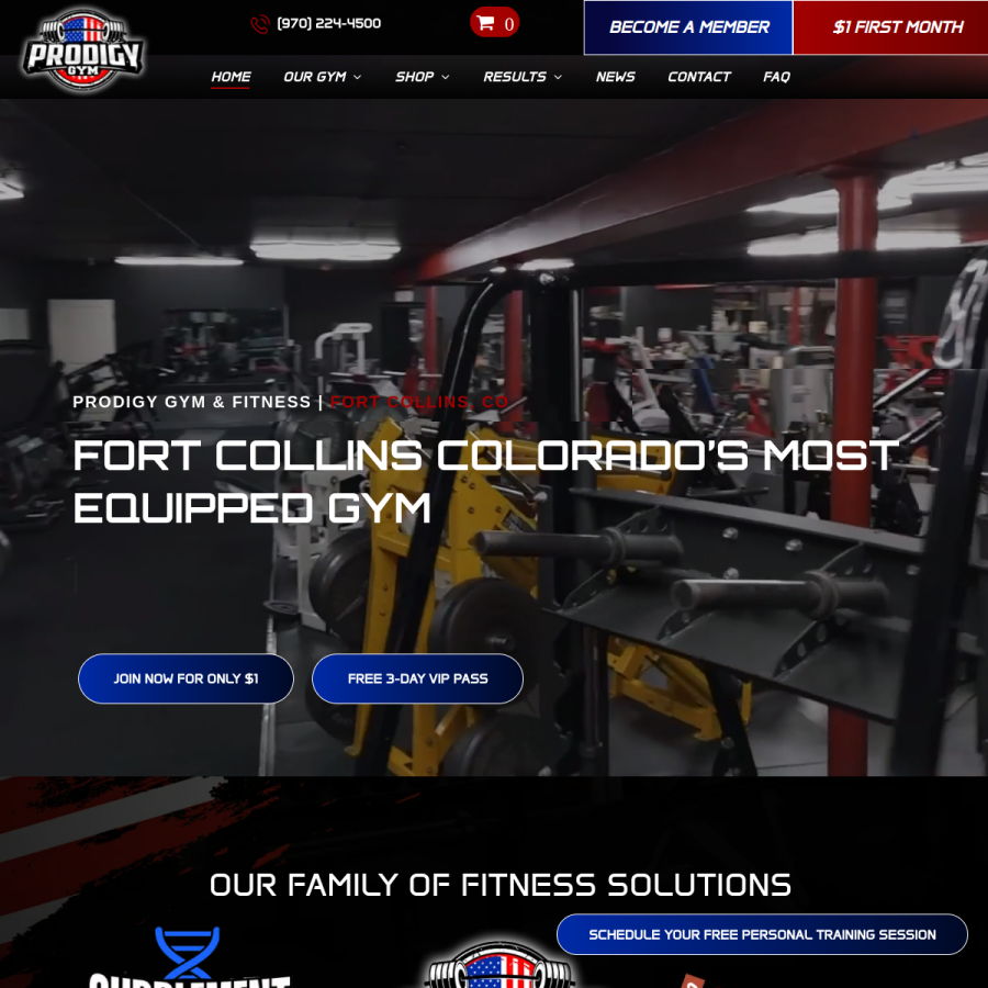 prodigygym.com homepage screenshot
