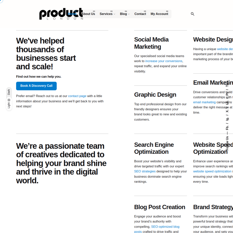 productlondondesign.com homepage screenshot