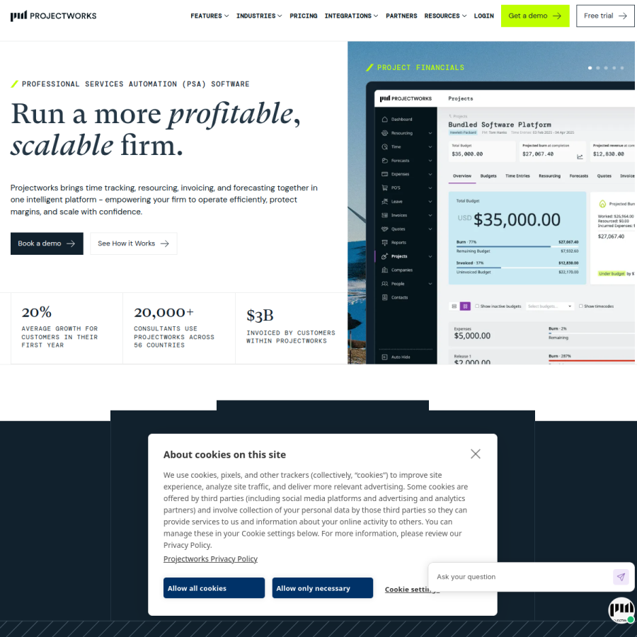 projectworks.com homepage screenshot