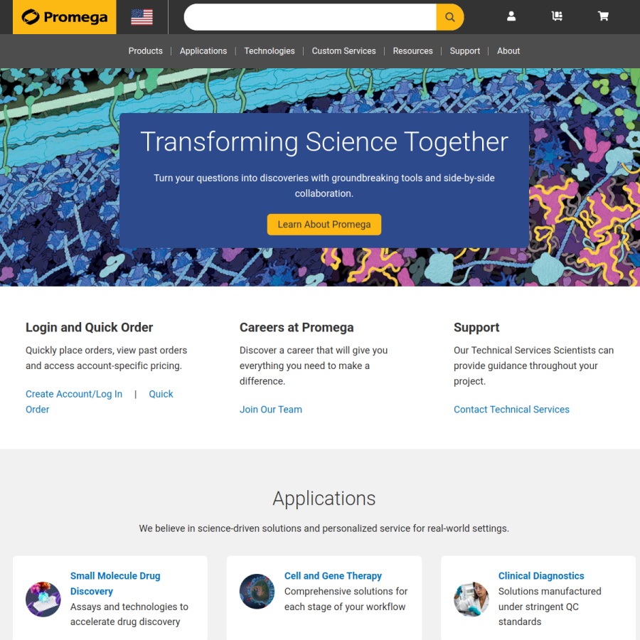 promega.com homepage screenshot