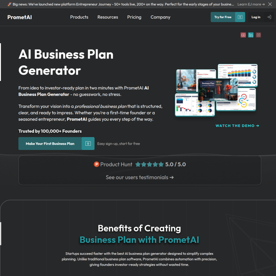 prometai.app homepage screenshot