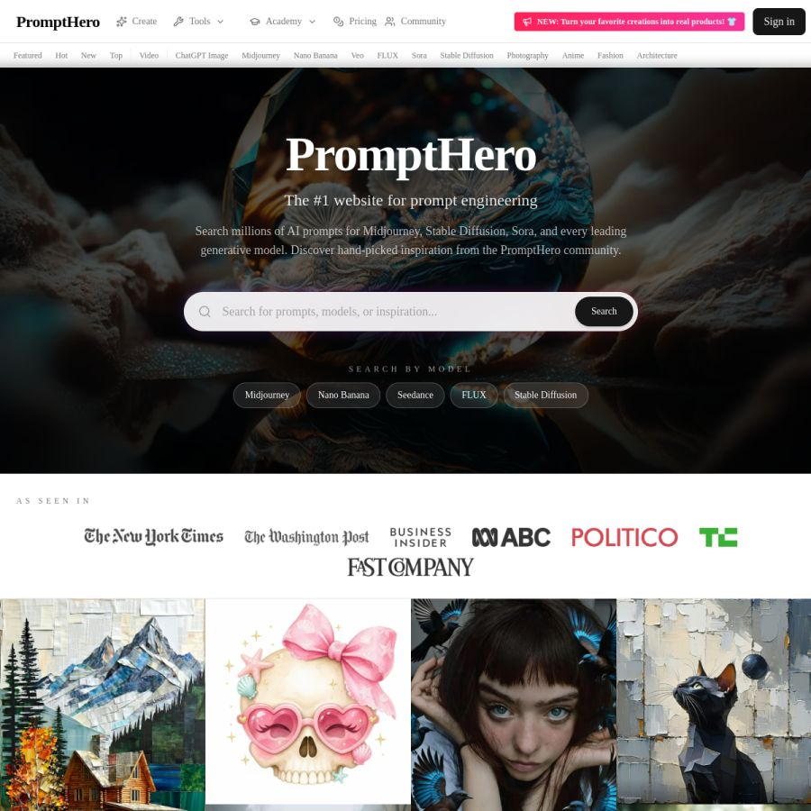 prompthero.com homepage screenshot