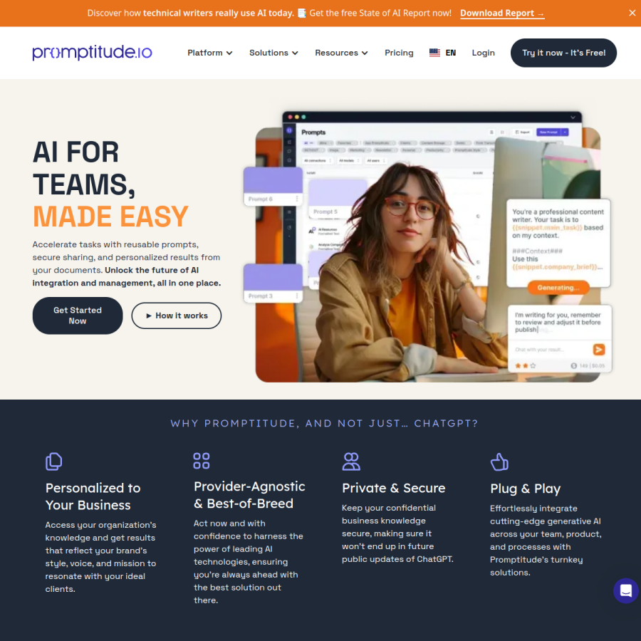 promptitude.io homepage screenshot
