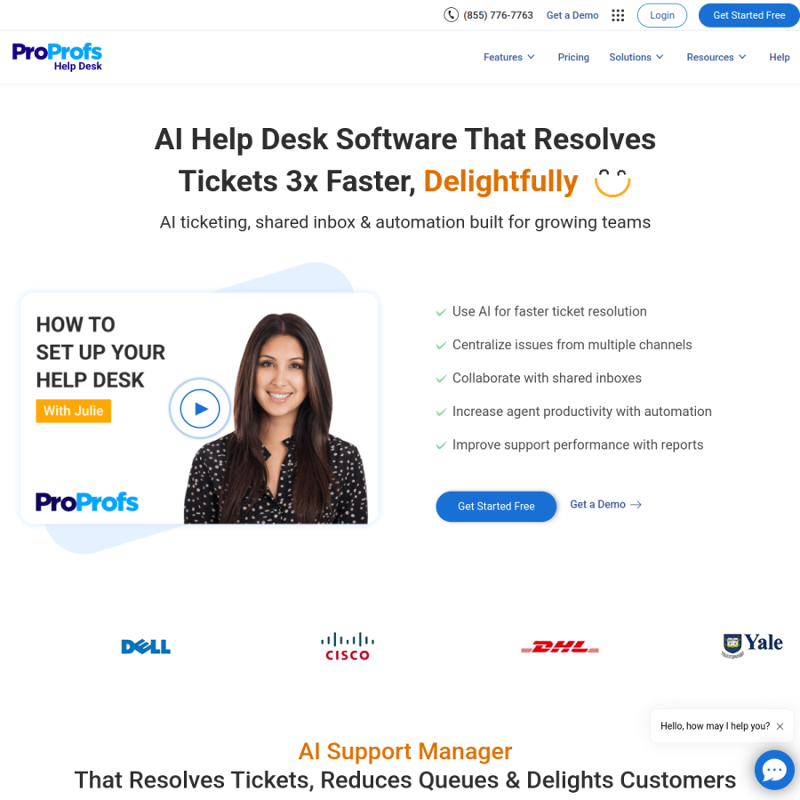 proprofsdesk.com homepage screenshot