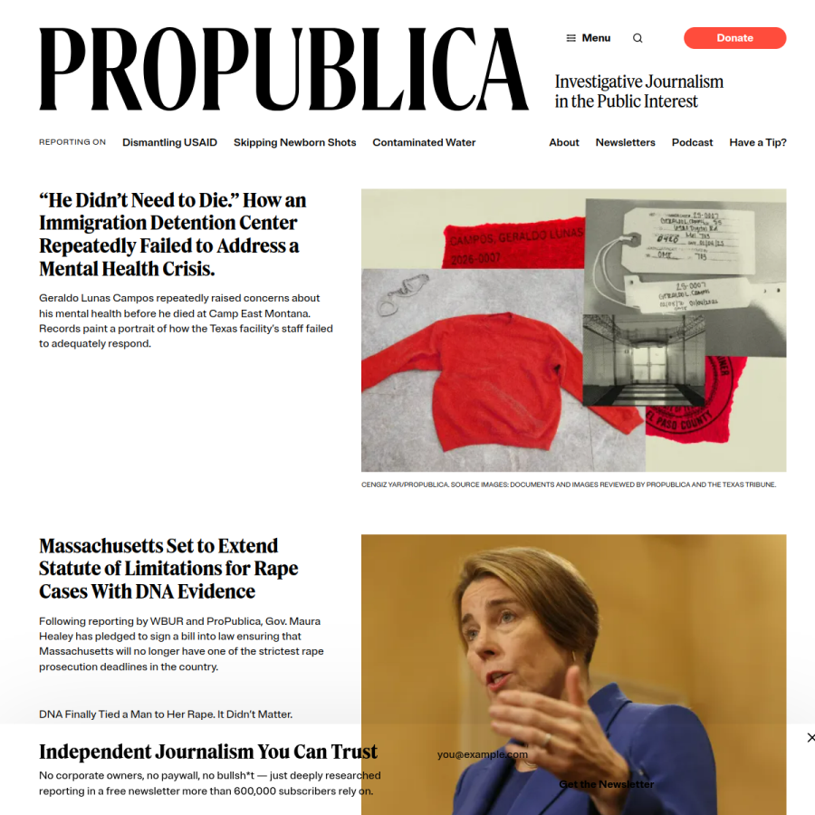 propublica.org homepage screenshot