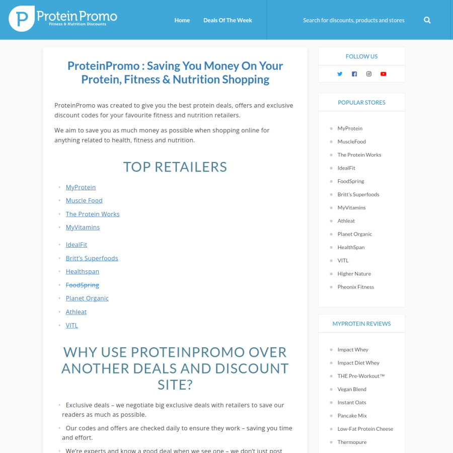 proteinpromo.com homepage screenshot