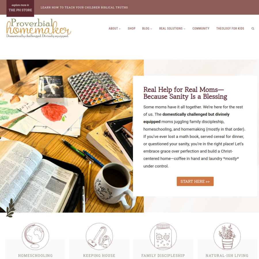 proverbialhomemaker.com homepage screenshot