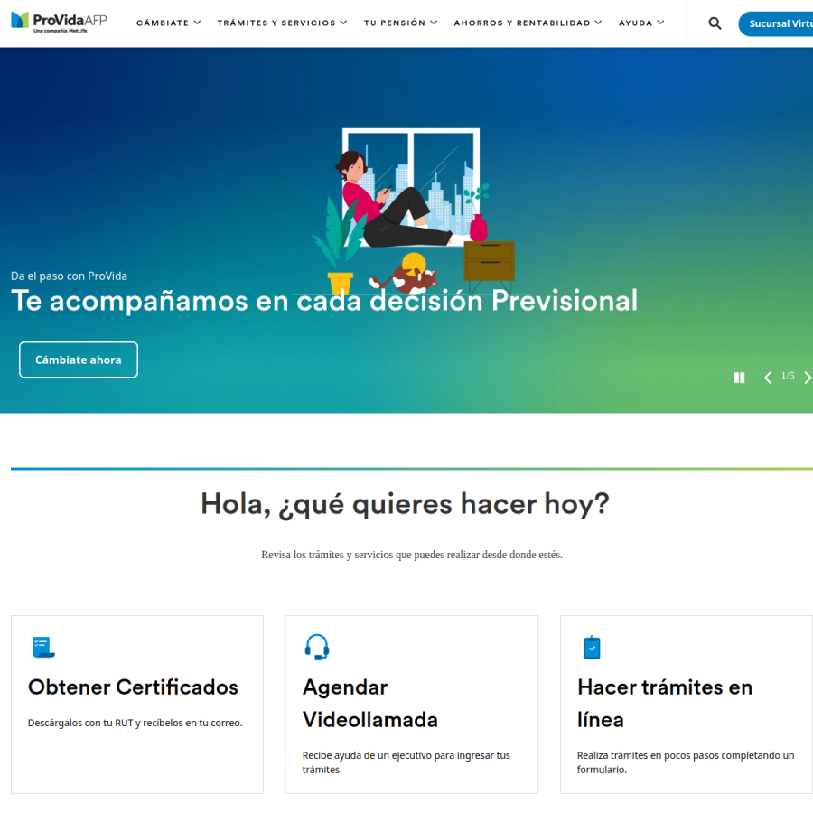 provida.cl homepage screenshot