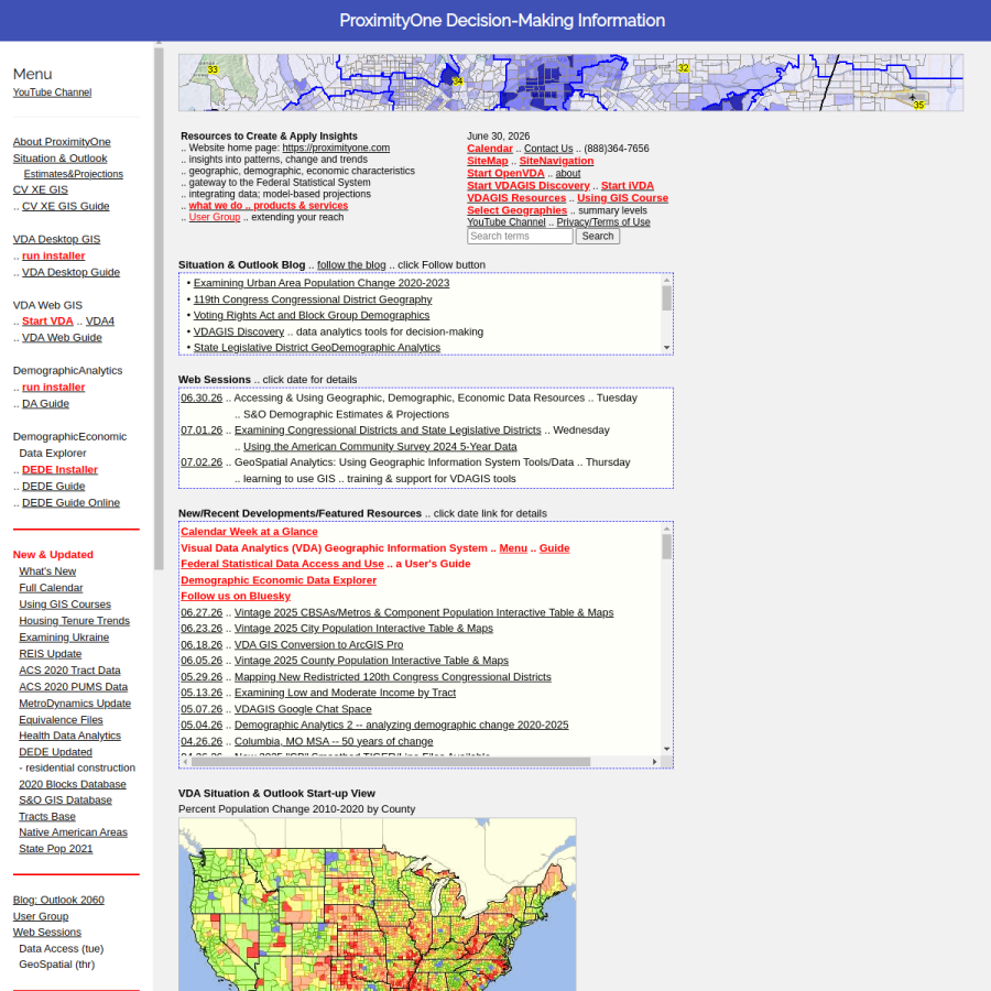proximityone.com homepage screenshot
