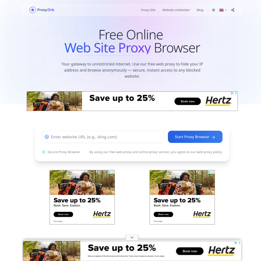 proxyorb.com homepage screenshot