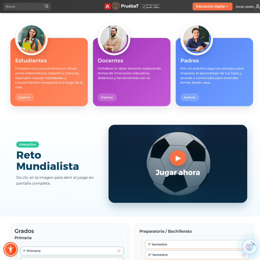pruebat.org homepage screenshot
