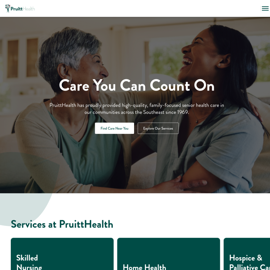 pruitthealth.com homepage screenshot